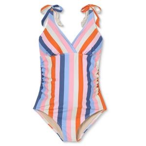 Isabel Maternity V-Neck Tie Strap One Piece Swimsuit Size S